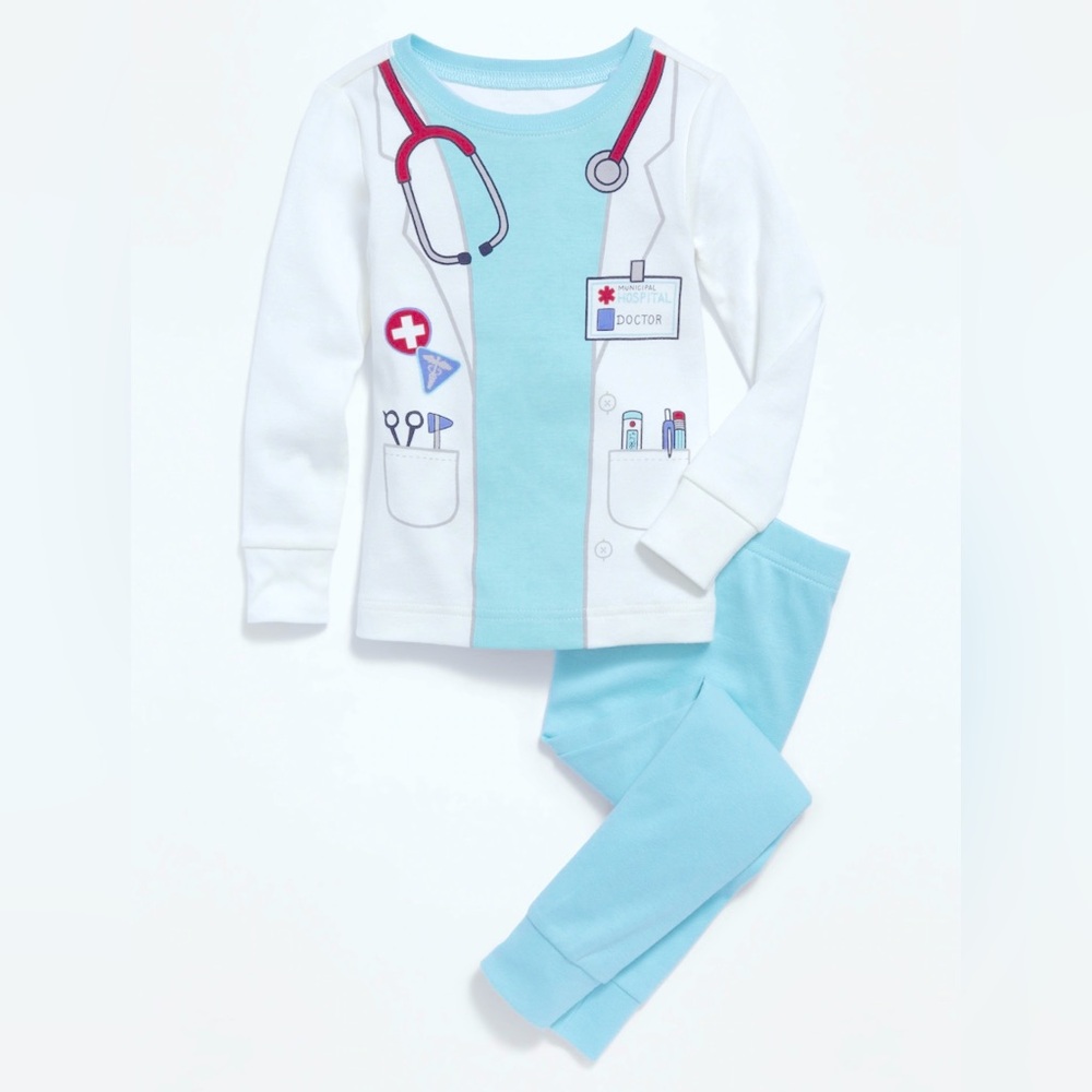 100% Cotton Doctor Costume Pajama Play Set Unisex Baby Toddler